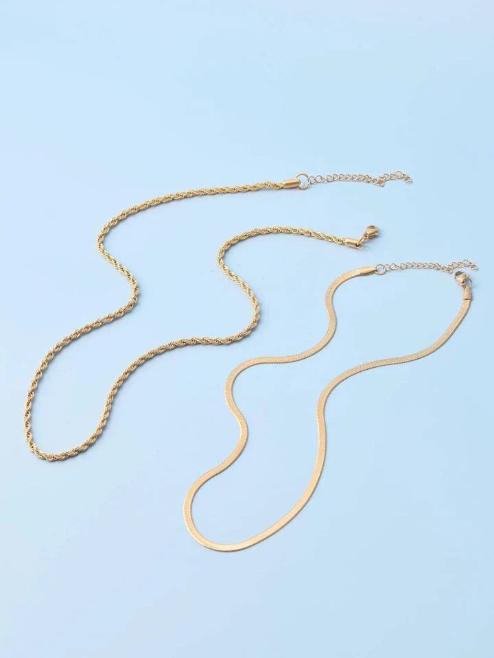 Milas Twisted & Snake Chain Necklace Combo