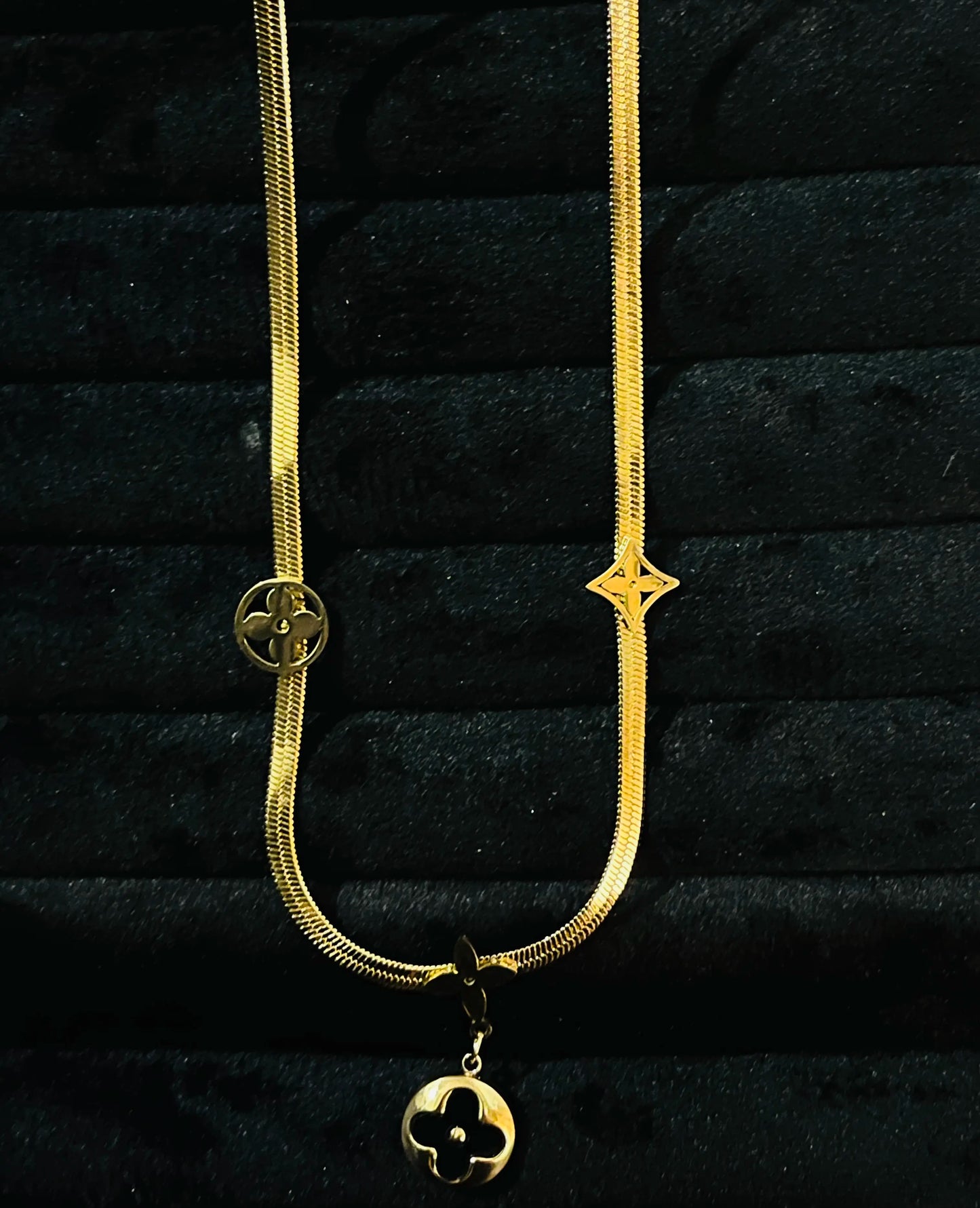 Black Golden Leaf Necklace