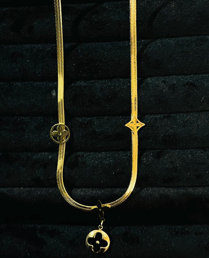 Black Golden Leaf Necklace