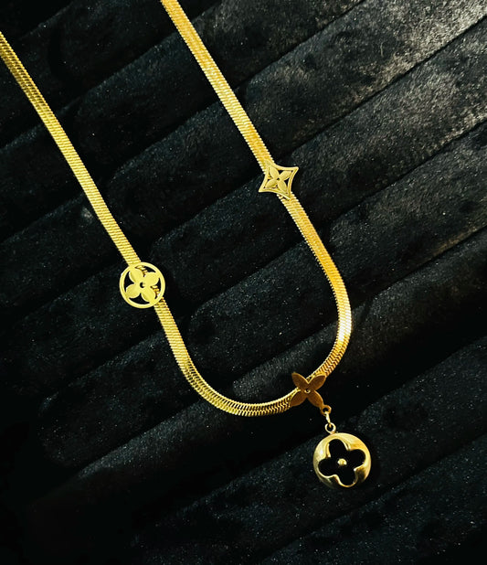 Black Golden Leaf Necklace